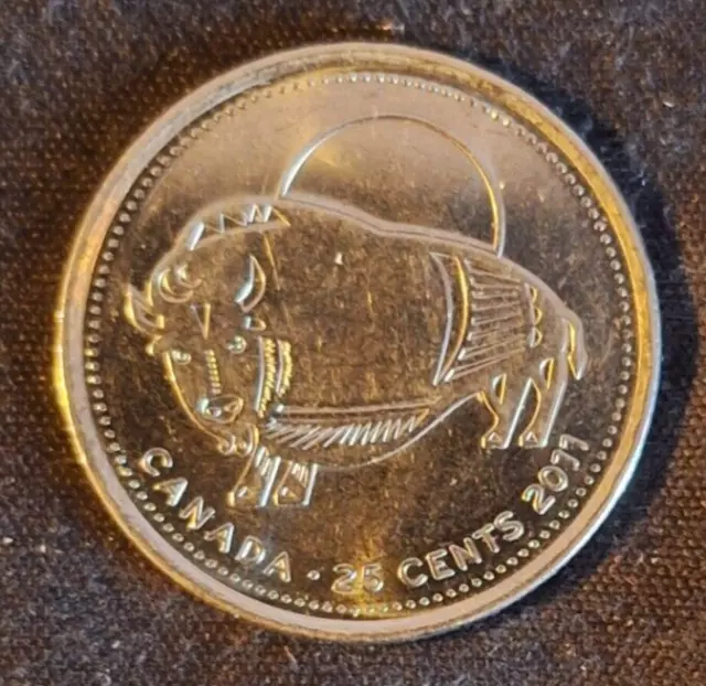 Canada 25 Cents 2011 Plain Quarter "Bison Des Bois / Buffalo"