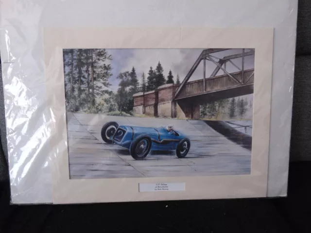 Bob Murray Colour Print.G P Delage at Brooklands.14 X 11 Inches.in VGC. 2