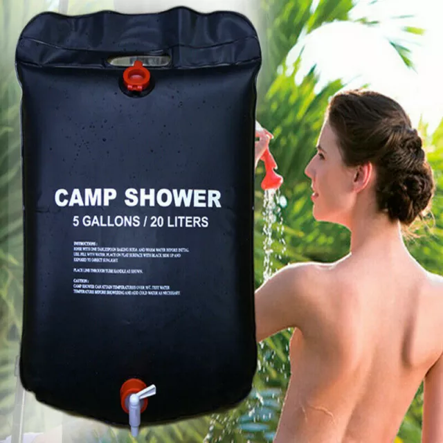 New 20L Solar Power Shower Camping Water Portable Sun Compact Heated Outdoor