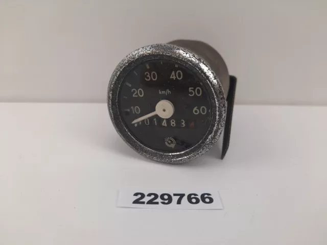 Tacho Simson 60kmh 01483,4km schwarzes Ziffernblatt Glas Chrom DDR alt #229766