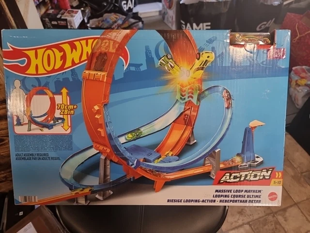 Hot Wheels Massive Loop Mayhem Track Set Huge 70cm Wide Track Loop Slam Launcher