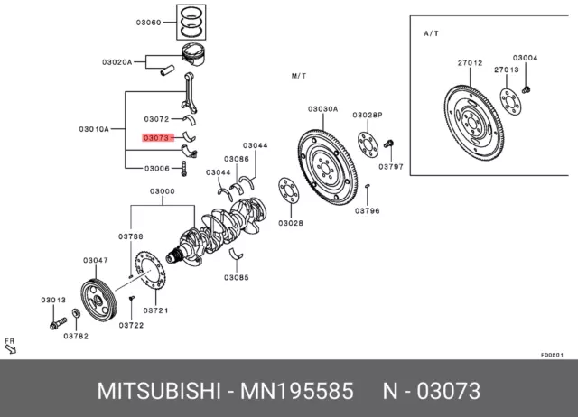 Genuine OE Bearing Connecting Rod(Plai MN195585 For Mitsubishi MN19-5585
