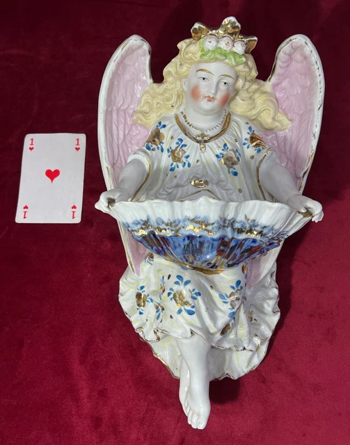 Holy Water Font Angel Ancien Benitier Ange Porcelaine Biscuit Religieux Religion