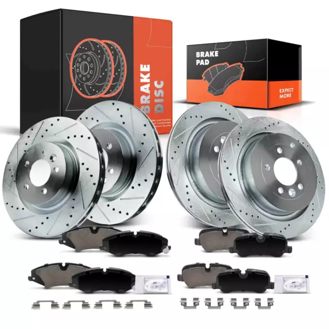 12x Front & Rear Drilled Rotors & Brake Pad for Land Rover LR4 Range Rover Sport