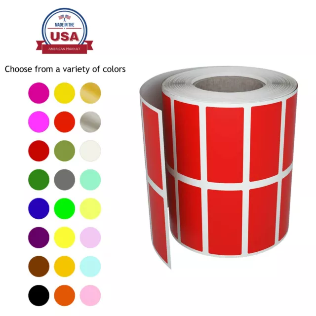 Color Coded Rectangle Labels 1 inch x 3/8 inch Stickers in Rolls for Marking