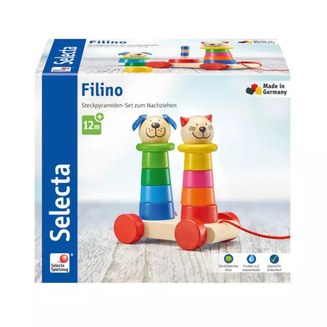 Selecta Spielzeug Filino Nachzieh + Stapel Schiebespielzeug Kleinkindspiel 15cm
