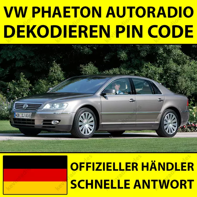 ✅Volkswagen Phaeton Autoradio Dekodieren Pin Code Für Alle Modelle Rns Rcd Mfd✅