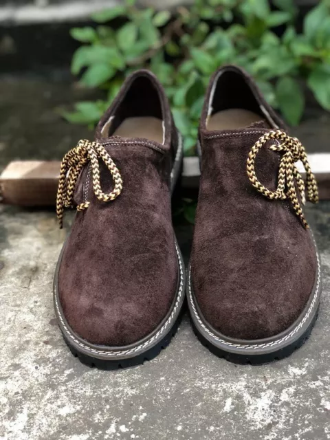 Pantaloni in pelle scamosciata Oktoberfest tedesco-bavarese nero marrone scarpe in pelle scamosciata