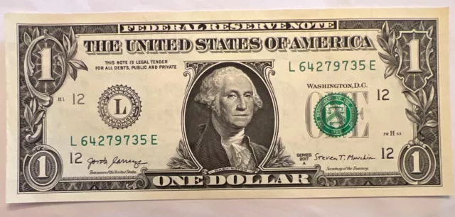 Insufficient Inking $1 Error Note 1st Printing One Dollar Bill San Francisco CA