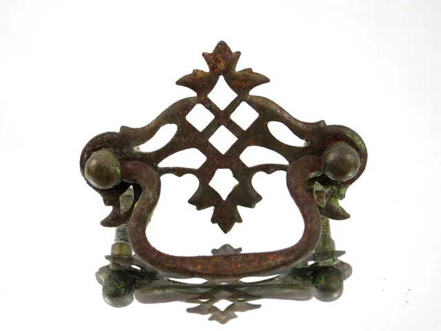Vintage Metal Dresser Drawer Hutch Cabinet Handle Pull Hardware Ornate knob 1