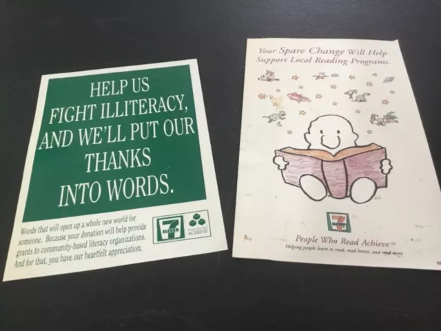 7-11 Vintage Literacy Campaign (2) Door Window Cling Advertising Signs