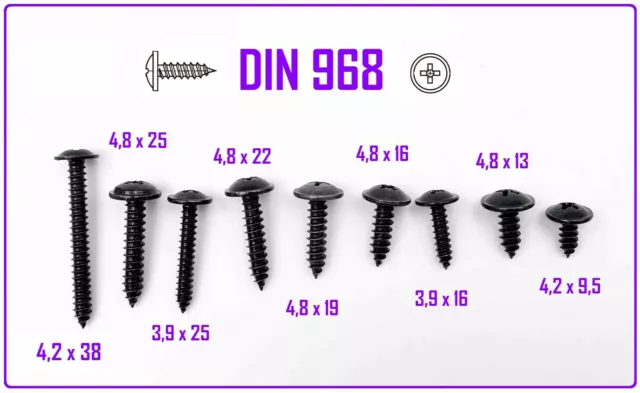 Linsen-Blechschrauben DIN 968 schwarz verzinkt 4,8x13 - 100 stück