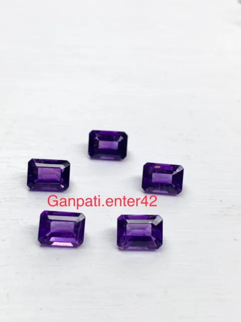 AMETHYST LOOSE GEMSTONE FACETED EMERALD-OCTAGON CUT 7x5 MM NATURAL CALIBRATED E