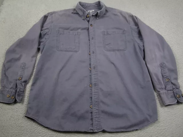 Duluth Shirt Mens Large Blue Workwear Tradesmen Distressed Button Up Outdoor