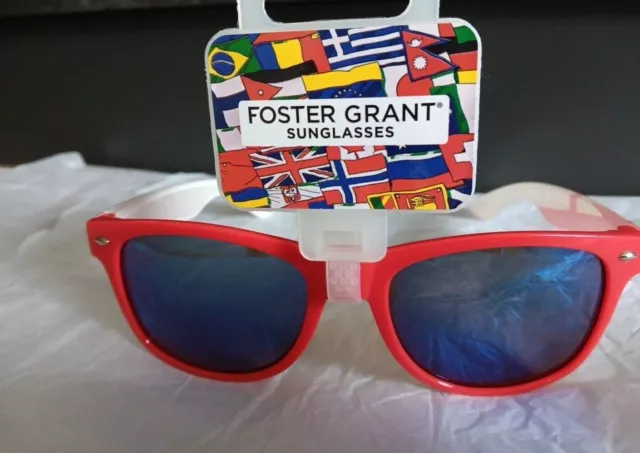 Foster Grant Red England Sunglasses St George Cross Flag On Arm Euro Football