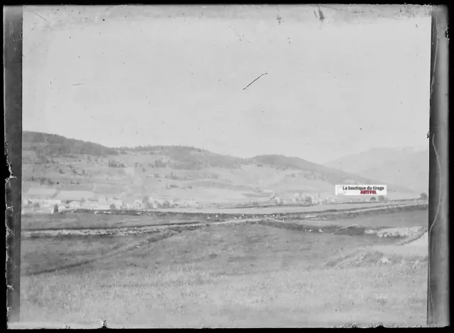 Plaque verre photo ancienne négatif noir et blanc 6x9 cm paysage montagne France