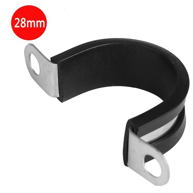 20Pcs Lined P-Clips 28mm Cable 304 Stainless Steel Clamp Mounting Hose Pipe