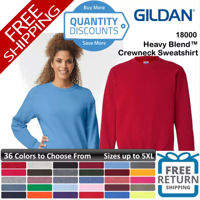 Gildan Men Heavy Blend Crewneck Sweatshirt Classic fit Up To 5XL 18000