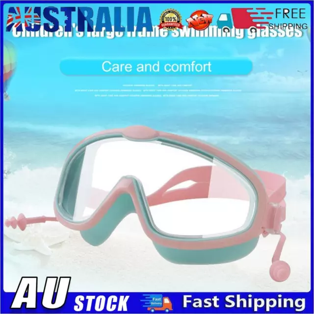 Children Swimming Goggles w/ Earbuds Anti Fog Swimming Glasses (Pink Green) AU