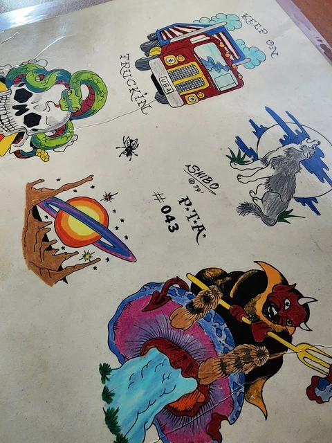 1979 ORIGINAL pintado a mano Sailor Bill Shop usado vintage Greg Skibo flash de tatuaje