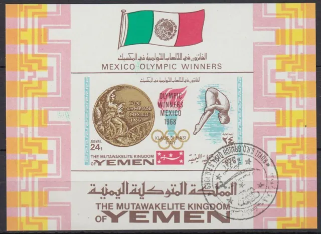 Yemen Kgr 1968 used Bl.142 B Olympische Spiele Olympic Games Winners Sieger