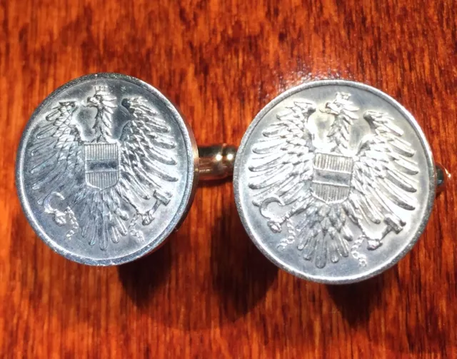 Vintage Imperial Austria Eagle & Shield Austrian Coin Cufflinks + Gift Box!