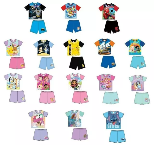 Shortie Pyjamas Set Disney Boys Girls Kids Toddler Children Short Pjs Nightwear*