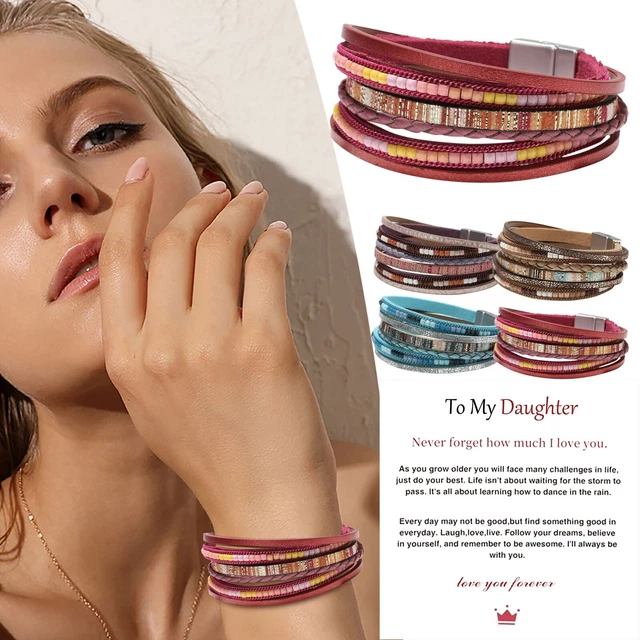 Pulsera de ángel de la guarda para mi hija pulsera bohemia pulsera multicapa