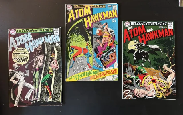 The Atom and Hawkman, 41, 43, 44 . DC Comic Books Silver Age 1969