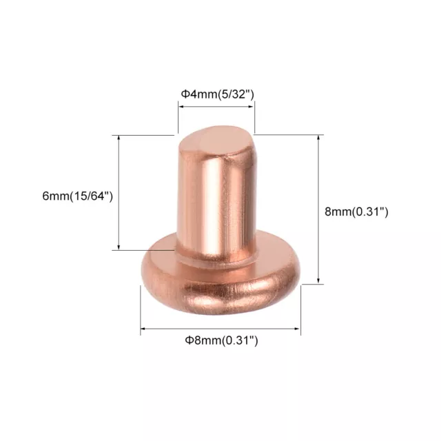 25 uds de 5/32" x 15/64" Sujetadores de remaches de cobre sólido de Cabeza plana 2