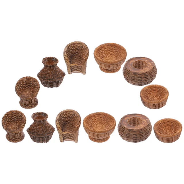 12Pcs Landscape Small Decorative Miniature Woven Basket for Decorate