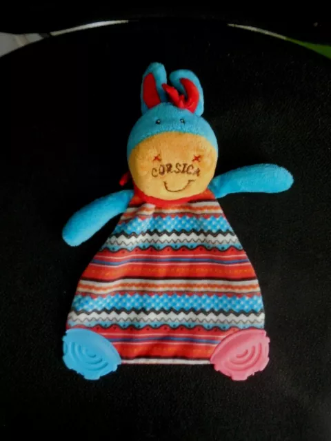 doudou plat âne cheval bleu rouge CORSICA