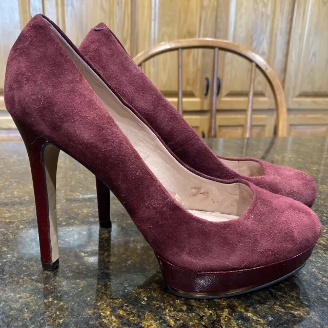 Vince Camuto Womens Suede  Leather Platform Heels Pumps Burgundy Red Size 7.5 M