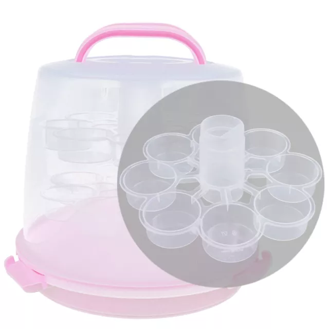 24 Cup Cake Storage 3-Tier Plastic Cupcake Holder Carry Carrier Box + Handle UK