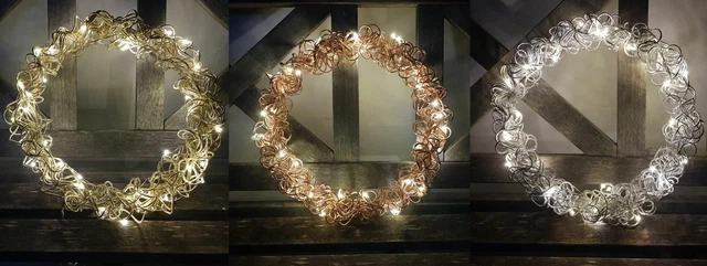 Lichterkranz Metall 30 o. 40 LED für Wand, Tür und Fenster Indoor Batterie/Timer