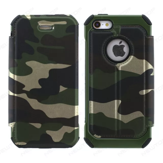 Cover Custodia  Militare Libro  Mimetica per Iphone 5g-5s-5se Verde Camuflage