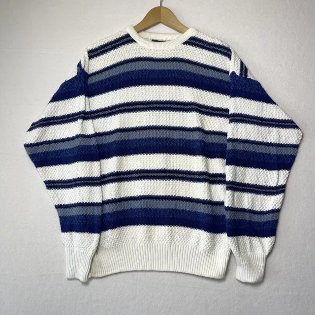 Jantzen Sweater Men's Large Chunky Knit Pullover Made In USA Vintage 90's Stripe