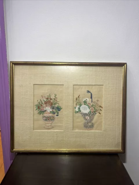 Qing Dynasty Antique 19th-century Chinese Pith Painting 广州十三行出口通草画