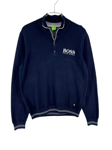Pull Zippé Hugo Boss "Danielo" Homme - Bleu - Taille M - 100% Coton - Occasion Parfait état