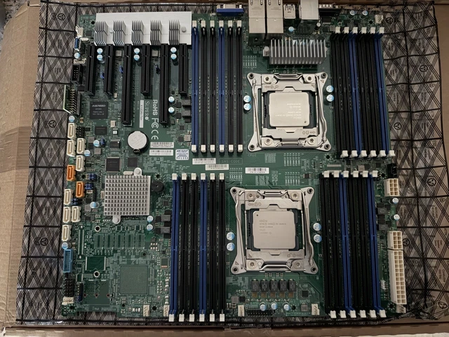 SUPERMICRO MOTHERBOARD X10DRI-T4+ 2x E5-2620V3 Heatsinks + Shield Quad ...