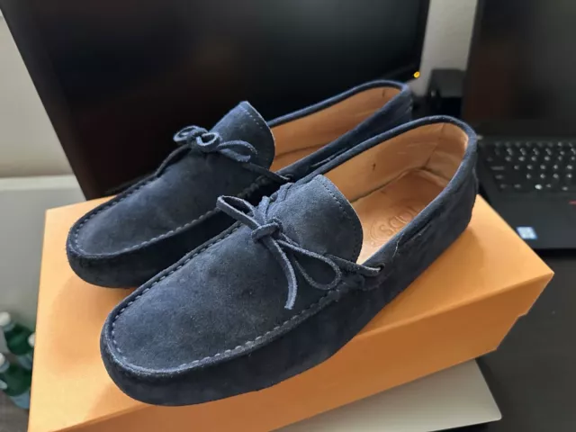 Tods Gommini Blue Suede driver loafers US 8 41