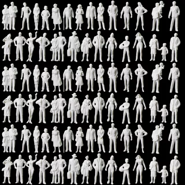 90pcs O Scale 1:43 Model Standing Figures Unpainted White People P4310B