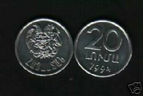 ARMENIA 20 LUMA KM-52 1994 x 1 Pcs EAGLE COIN UNC CURRENCY EUROPE