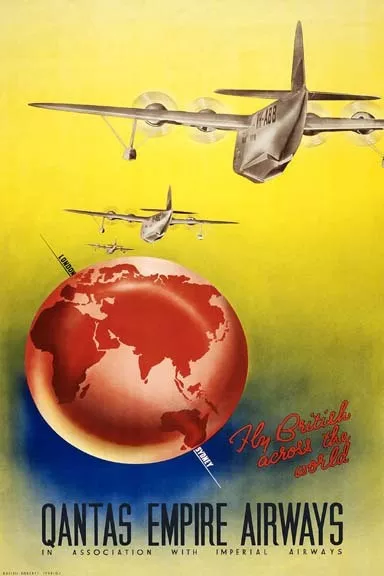1938 Qantas Empire Airways Travel Poster Ad 13 x 19" Photo Print