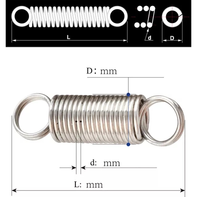 Molle di estensione a forma di L acciaio inox A2 0,5 mm diapositiva metallica espansione 2