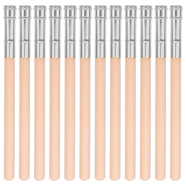12 Pieces Wooden Pencil Extenders Art Pencil Lengthener Crayon Extension1488