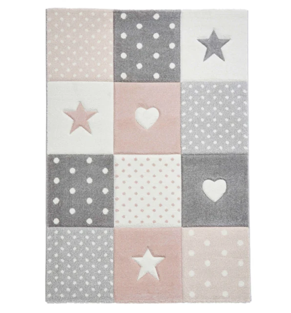 Alfombra pastel Think Rugs Brooklyn Kids, 140 x 200 cm, 100% polipropileno, rectángulo