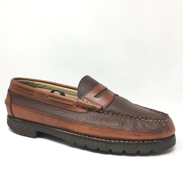 LL BEAN LOAFERS Mens 11.5 D Brown Allagash Bison Leather  display picture 2