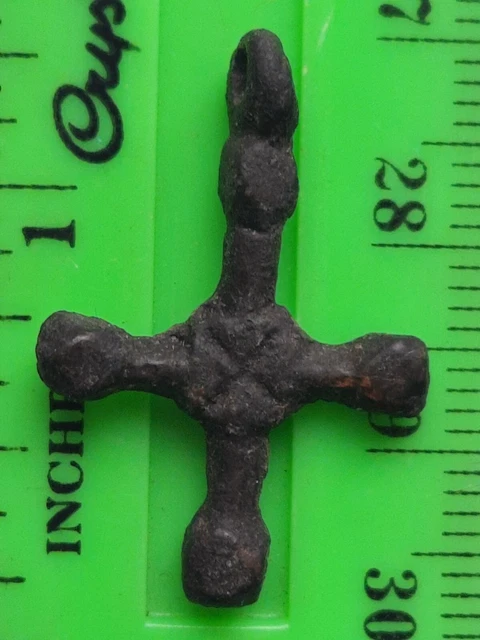 Ancient Vintage bronze cross Christianity Amulet Pendant Necklace 3 g
