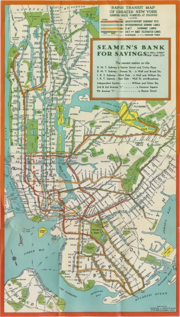 New York City NYC Train Map Subway System Transit IRT BMT IND Wall Poster Print